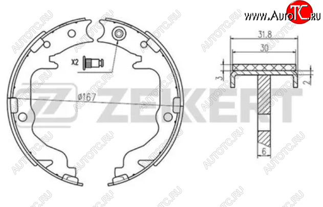 2 499 р. Колодки задние барабанного тормоза ZEKKERT  CITROEN C4 aircross (2012-2017), Dodge Caliber (2006-2012), Mitsubishi ASX (2010-2016), Mitsubishi Lancer  10 CY (2007-2017), Mitsubishi Outlander  CW0W (2005-2012)  с доставкой в г. Москва