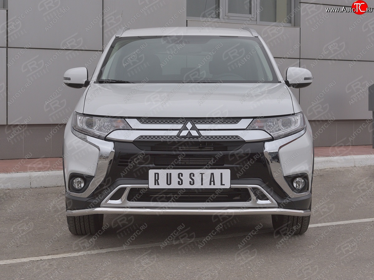 12 949 р. Защита переднего бампера (Ø42 мм, нержавейка) SLITKOFF Mitsubishi Outlander GF 3-ий рестайлинг (2018-2022)  с доставкой в г. Москва