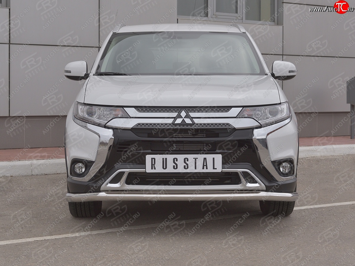 13 349 р. Защита переднего бампера (Ø 63 мм, нержавейка) SLITKOFF Mitsubishi Outlander GF 3-ий рестайлинг (2018-2022)  с доставкой в г. Москва