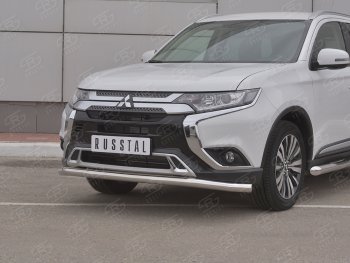 13 349 р. Защита переднего бампера (Ø 63 мм, нержавейка) SLITKOFF Mitsubishi Outlander GF 3-ий рестайлинг (2018-2022)  с доставкой в г. Москва. Увеличить фотографию 2