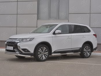 13 349 р. Защита переднего бампера (Ø 63 мм, нержавейка) SLITKOFF Mitsubishi Outlander GF 3-ий рестайлинг (2018-2022)  с доставкой в г. Москва. Увеличить фотографию 3