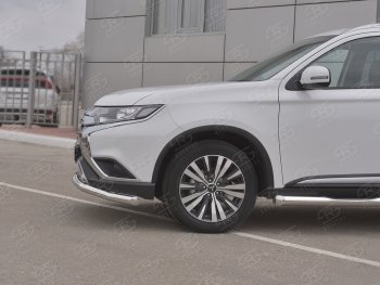 13 349 р. Защита переднего бампера (Ø 63 мм, нержавейка) SLITKOFF Mitsubishi Outlander GF 3-ий рестайлинг (2018-2022)  с доставкой в г. Москва. Увеличить фотографию 4