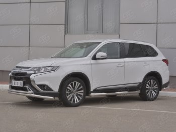 15 449 р. Защита переднего бампера (2 трубы Ø63 и 42 мм, нержавейка) SLITKOFF Mitsubishi Outlander GF 3-ий рестайлинг (2018-2022)  с доставкой в г. Москва. Увеличить фотографию 2