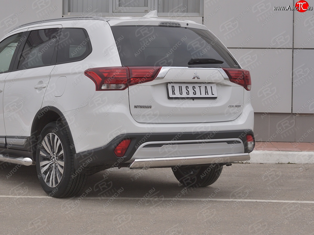 15 999 р. Защита заднего бампера (Ø75x42 мм, нержавейка) Russtal Mitsubishi Outlander GF 3-ий рестайлинг (2018-2022)  с доставкой в г. Москва