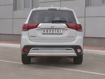 15 999 р. Защита заднего бампера (Ø75x42 мм, нержавейка) Russtal Mitsubishi Outlander GF 3-ий рестайлинг (2018-2022)  с доставкой в г. Москва. Увеличить фотографию 2