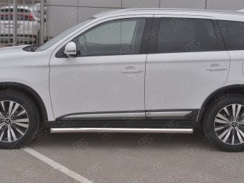 19 999 р. Защита порогов (Ø63 мм, нержавейка) SLITKOFF  Mitsubishi Outlander  GF (2018-2022) 3-ий рестайлинг (Металлические торцы под 45°)  с доставкой в г. Москва. Увеличить фотографию 2