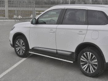 21 749 р. Защита порогов (Ø75x42 мм с проступью, нержавейка) Russtal Mitsubishi Outlander GF 3-ий рестайлинг (2018-2022)  с доставкой в г. Москва. Увеличить фотографию 1