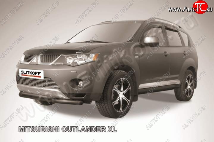 10 499 р. Защита переднего бампер Slitkoff Mitsubishi Outlander XL (CW)  дорестайлинг (2005-2009) (Цвет: серебристый)  с доставкой в г. Москва