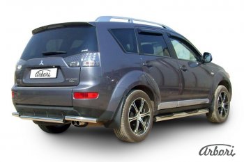 Защита заднего бампера Arbori (короткая, нержавейка, 1 труба d57 mm). Mitsubishi Outlander XL (CW)  дорестайлинг (2005-2009)