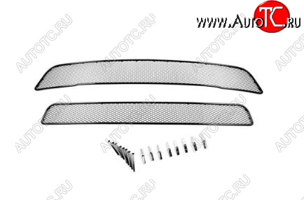 4 599 р. Сетка в воздухозаборник бампера Arbori (10 мм)  Mitsubishi Outlander  GF (2012-2014) дорестайлинг (Хром)  с доставкой в г. Москва