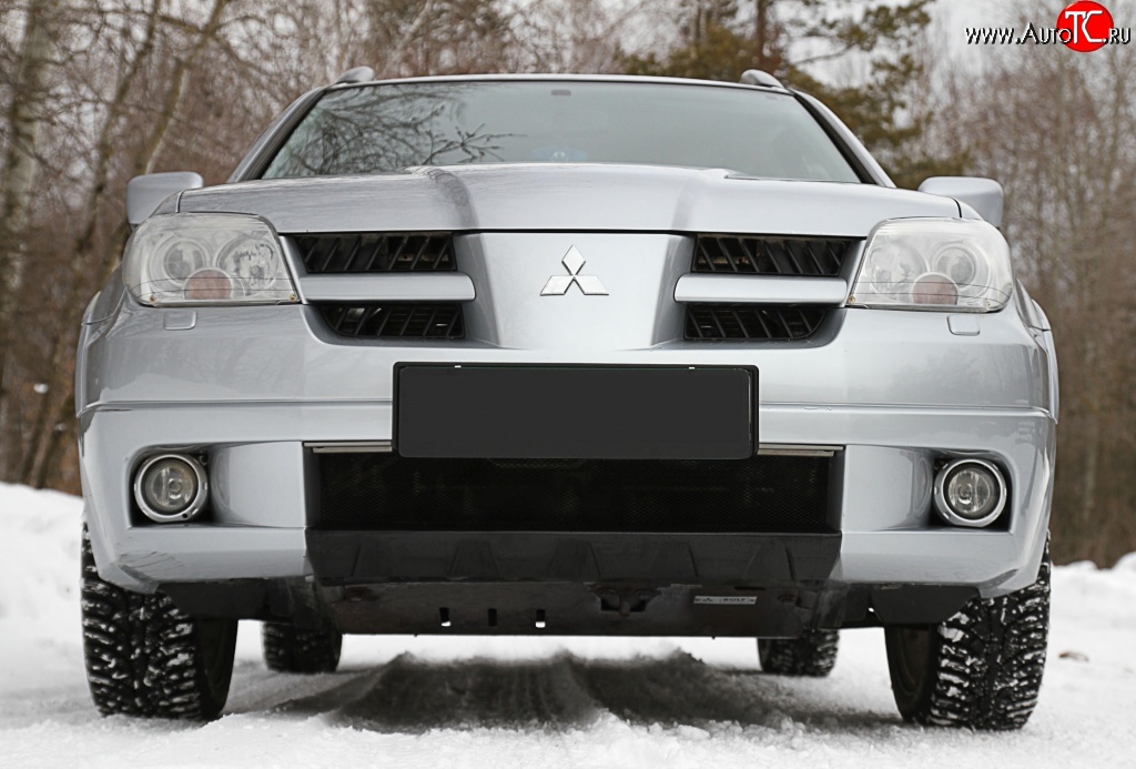 3 299 р. Накладка на передний бампер RA Mitsubishi Outlander CU (2003-2009) (Поверхность глянец (под покраску), Неокрашенная)  с доставкой в г. Москва