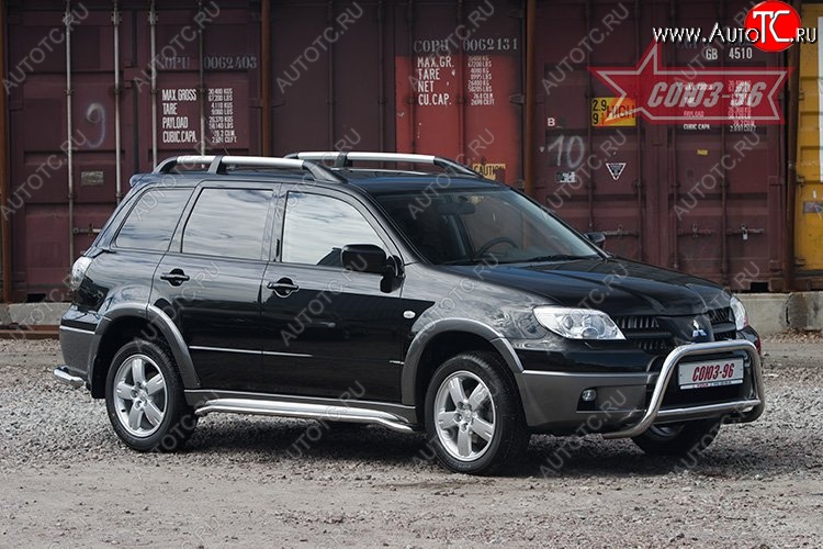 10 079 р. Защита переднего бампера Souz-96 (d60) Mitsubishi Outlander CU (2003-2009)  с доставкой в г. Москва