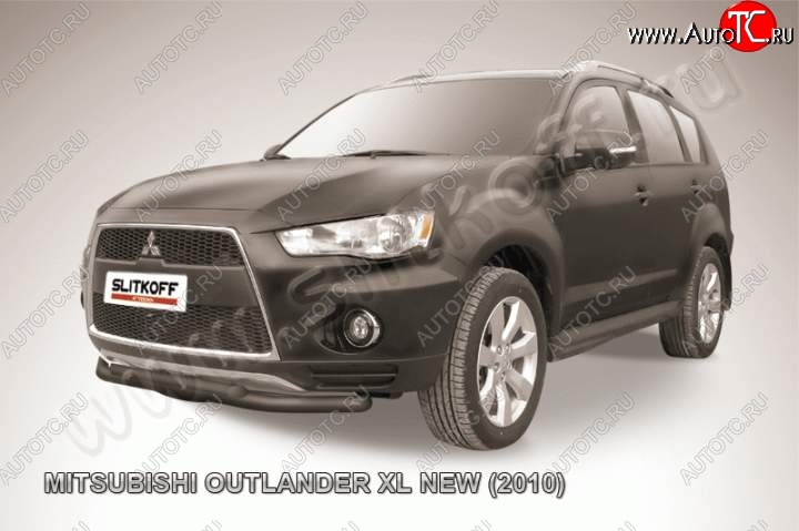 9 449 р. Защита переднего бампер Slitkoff Mitsubishi Outlander XL (CW)  рестайлинг (2010-2013) (Цвет: серебристый)  с доставкой в г. Москва