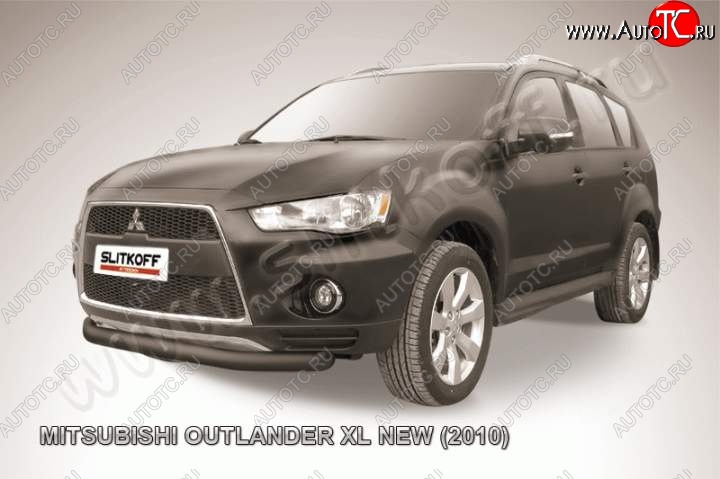 8 199 р. защита переднего бампера Slitkoff Mitsubishi Outlander XL (CW)  рестайлинг (2010-2013) (Цвет: серебристый)  с доставкой в г. Москва