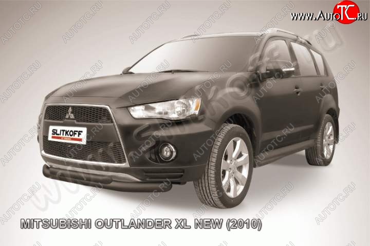 11 299 р. Защита переднего бампер Slitkoff Mitsubishi Outlander XL (CW)  рестайлинг (2010-2013) (Цвет: серебристый)  с доставкой в г. Москва