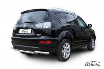 8 999 р. Защита заднего бампера Arbori (короткая, нержавейка, 1 труба d57 mm). Mitsubishi Outlander XL (CW)  рестайлинг (2010-2013)  с доставкой в г. Москва. Увеличить фотографию 2