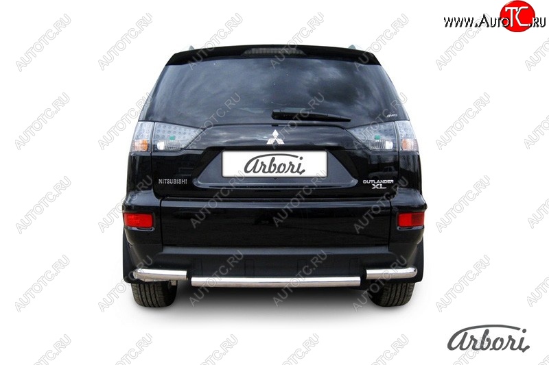 8 999 р. Защита заднего бампера Arbori (короткая, нержавейка, 1 труба d57 mm). Mitsubishi Outlander XL (CW)  рестайлинг (2010-2013)  с доставкой в г. Москва