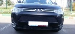 3 999 р. Сетка на бампер (рестайлинг) Russtal (черная)  Mitsubishi Outlander  GF (2012-2014) дорестайлинг  с доставкой в г. Москва. Увеличить фотографию 1