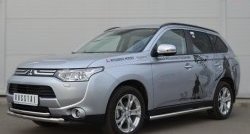 16 999 р. Защита переднего бампера (2 трубыØ63 и 42 мм, нержавейка) SLITKOFF  Mitsubishi Outlander  GF (2012-2014) дорестайлинг  с доставкой в г. Москва. Увеличить фотографию 4