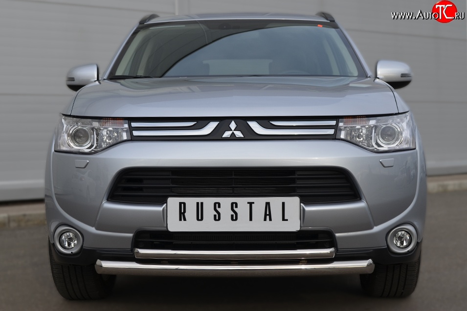 16 999 р. Защита переднего бампера (2 трубыØ63 и 42 мм, нержавейка) SLITKOFF  Mitsubishi Outlander  GF (2012-2014) дорестайлинг  с доставкой в г. Москва