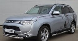 17 749 р. Защита переднего бампера (2 трубыØ76 и 42 мм, нержавейка) SLITKOFF  Mitsubishi Outlander  GF (2012-2014) дорестайлинг  с доставкой в г. Москва. Увеличить фотографию 2