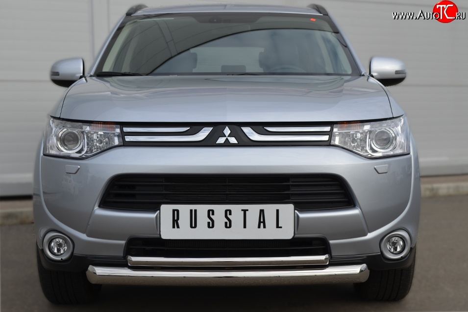 17 749 р. Защита переднего бампера (2 трубыØ76 и 42 мм, нержавейка) SLITKOFF  Mitsubishi Outlander  GF (2012-2014) дорестайлинг  с доставкой в г. Москва