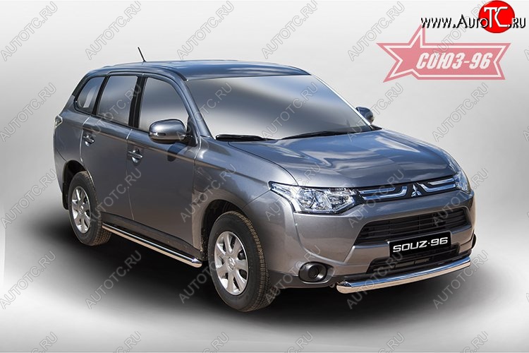 13 274 р. Защита переднего бампера одинарная Souz-96 (d76) Mitsubishi Outlander GF дорестайлинг (2012-2014)  с доставкой в г. Москва