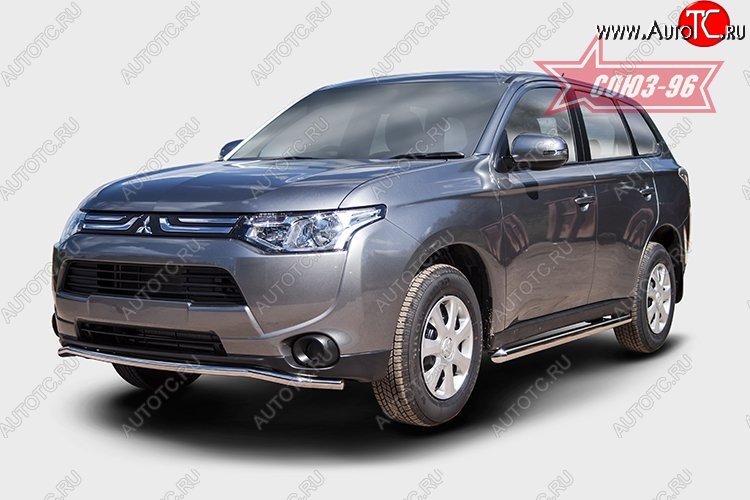 10 934 р. Защита переднего бампера диаметр трубы 42 мм Premium Souz-96 Mitsubishi Outlander GF дорестайлинг (2012-2014)  с доставкой в г. Москва