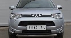 Одинарная защита переднего бампера диаметром 63 мм SLITKOFF Mitsubishi Outlander GF дорестайлинг (2012-2014)