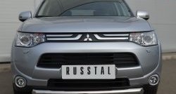 14 999 р. Одинарная защита переднего бампера диаметром 76 мм SLITKOFF  Mitsubishi Outlander  GF (2012-2014) дорестайлинг  с доставкой в г. Москва. Увеличить фотографию 3