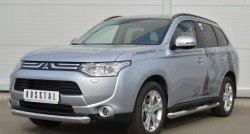 14 999 р. Одинарная защита переднего бампера диаметром 76 мм SLITKOFF  Mitsubishi Outlander  GF (2012-2014) дорестайлинг  с доставкой в г. Москва. Увеличить фотографию 4