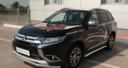 15 299 р. Защита порогов из круглой трубы диаметром 63 мм (рестайлинг) Russtal Mitsubishi Outlander GF 2-ой рестайлинг (2015-2018) (Защита порогов с со скосами на торцах (вариант 1))  с доставкой в г. Москва. Увеличить фотографию 4