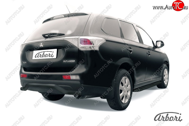 6 209 р. Защита заднего бампера Arbori (волна, черная, 1 труба d57 mm). Mitsubishi Outlander GF дорестайлинг (2012-2014)  с доставкой в г. Москва