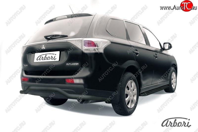 6 929 р. Защита заднего бампера Arbori (длинная, черная, 1 труба d57 mm). Mitsubishi Outlander GF дорестайлинг (2012-2014)  с доставкой в г. Москва