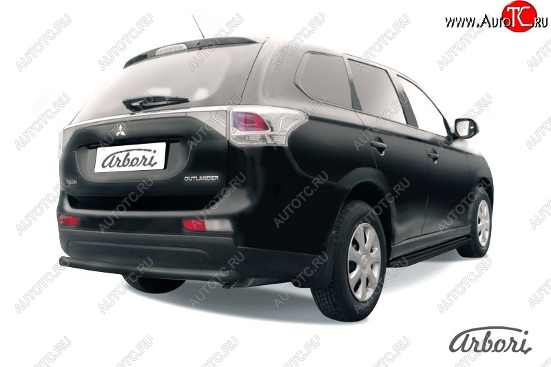 5 399 р. Защита заднего бампера Arbori (уголки, черная, 1 труба d57 mm). Mitsubishi Outlander GF дорестайлинг (2012-2014)  с доставкой в г. Москва