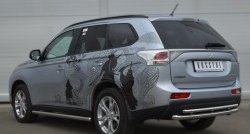 15 999 р. Защита заднего бампера (Ø63 и 42 мм, нержавейка) SLITKOFF Mitsubishi Outlander GF дорестайлинг (2012-2014)  с доставкой в г. Москва. Увеличить фотографию 4