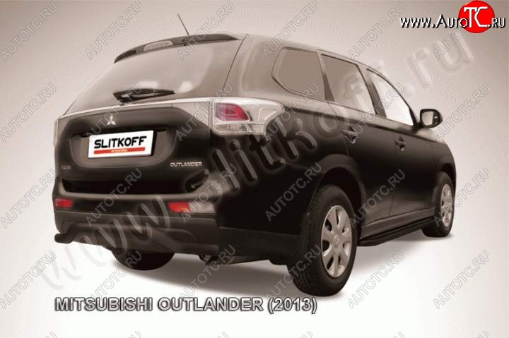 8 349 р. Защита задняя Slitkoff Mitsubishi Outlander GF дорестайлинг (2012-2014) (Цвет: серебристый)  с доставкой в г. Москва