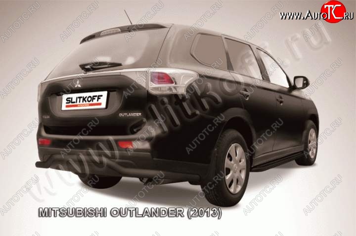 9 399 р. Защита задняя Slitkoff  Mitsubishi Outlander  GF (2012-2014) дорестайлинг (Цвет: серебристый)  с доставкой в г. Москва