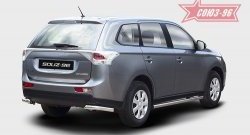 Защита заднего бампера из боковых уголков с диаметром 60 мм Souz-96 Mitsubishi Outlander GF дорестайлинг (2012-2014)