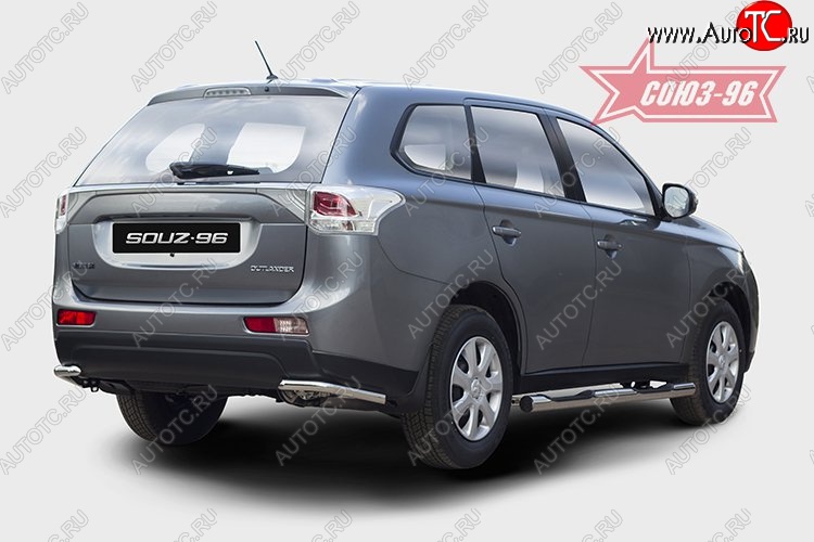 7 784 р. Защита заднего бампера из боковых уголков диаметром 42 мм SOUZ-96 Mitsubishi Outlander GF дорестайлинг (2012-2014)  с доставкой в г. Москва