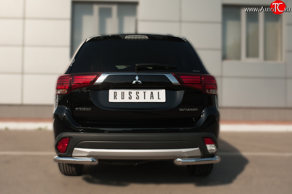 12 899 р. Защита заднего бампера (Ø63 мм уголки, нержавейка) SLITKOFF  Mitsubishi Outlander  GF (2014-2016) 1-ый рестайлинг  с доставкой в г. Москва