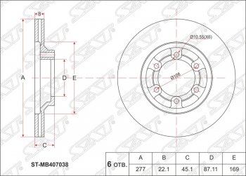 2 499 р. Диск тормозной SAT (передний, d 277)  Mitsubishi Pajero ( 1 L040,  2 V30/V40 5 дв.,  2 V20,  2 V30/V40) (1982-1999) дорестайлинг, дорестайлинг, рестайлинг, рестайлинг  с доставкой в г. Москва. Увеличить фотографию 1