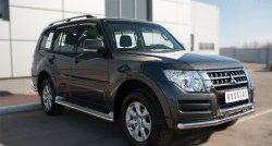 21 849 р. Защита переднего бампера (2 трубыØ63 мм, нержавейка) SLITKOFF  Mitsubishi Pajero  4 V90 (2014-2020) 2-ой рестайлинг  с доставкой в г. Москва. Увеличить фотографию 4