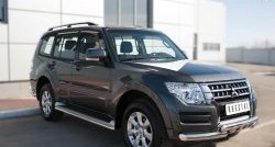 17 599 р. Защита порогов из круглой трубы диаметром 42 мм SLITKOFF Mitsubishi Pajero 4 V90 2-ой рестайлинг (2014-2020)  с доставкой в г. Москва. Увеличить фотографию 4