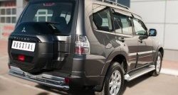 22 649 р. Защита заднего бампера (Ø63 и 42 мм, нержавейка) SLITKOFF Mitsubishi Pajero 4 V90 2-ой рестайлинг (2014-2020)  с доставкой в г. Москва. Увеличить фотографию 4