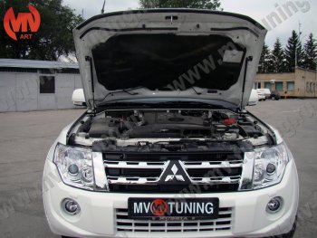 4 099 р. Упор капота MV-Tuning (двойной) Mitsubishi Pajero 4 V90 дорестайлинг (2006-2011)  с доставкой в г. Москва. Увеличить фотографию 3