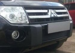 1 469 р. Защитная решётка в воздуховод автомобиля Russtal (черная) Mitsubishi Pajero 4 V90 дорестайлинг (2006-2011)  с доставкой в г. Москва. Увеличить фотографию 1