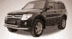 Двойная защита переднего бампера из двух труб диаметром 76 и 57 мм Slitkoff Mitsubishi Pajero 4 V80 дорестайлинг (2006-2011)