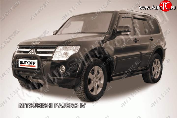 18 999 р. Кенгурятник d57 низкий Mitsubishi Pajero 4 V90 дорестайлинг (2006-2011) (Цвет: серебристый)  с доставкой в г. Москва