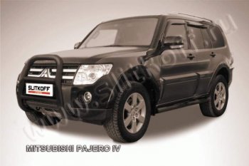 29 999 р. Кенгурятник d76 высокий Mitsubishi Pajero 4 V90 дорестайлинг (2006-2011) (Цвет: серебристый)  с доставкой в г. Москва. Увеличить фотографию 1